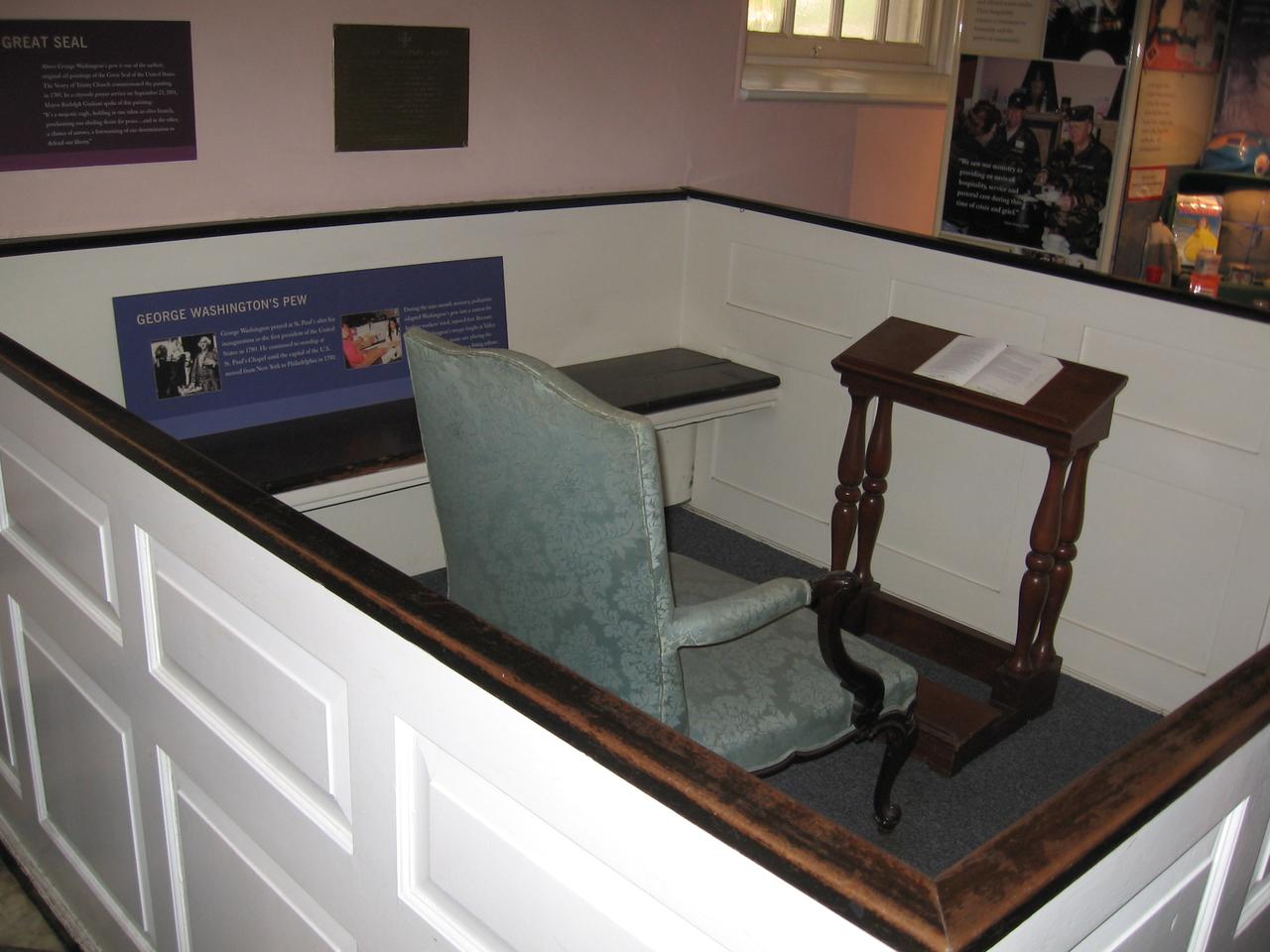 St. Paul's Chapel 内部：华盛顿座席