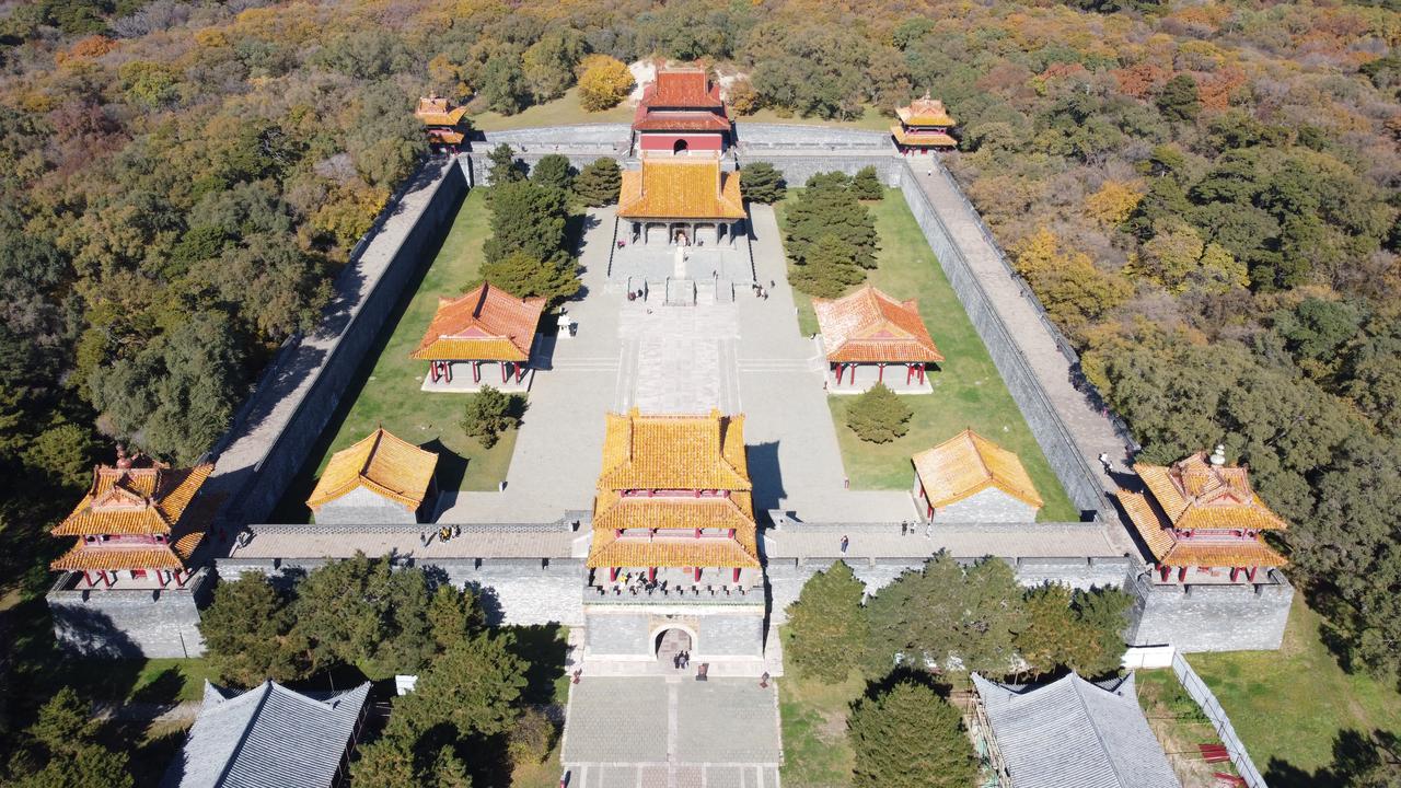 从高空俯瞰的昭陵建筑群全貌